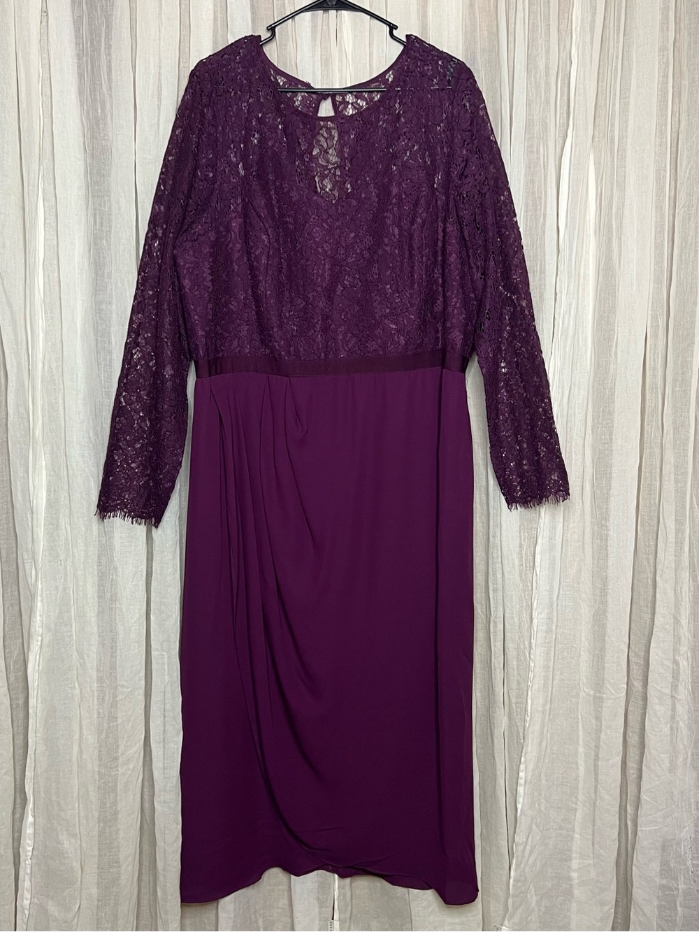 NWT City Chic Lace Bodice Draped Front Midi Dress - Picture 3 of 7